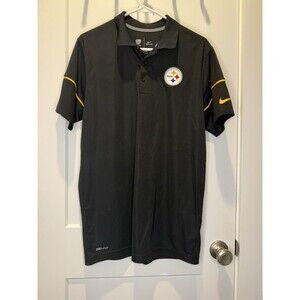 Pittsburgh Steelers Mens Nike Polo Shirt Size Medium Dri Fit Black NFL Official